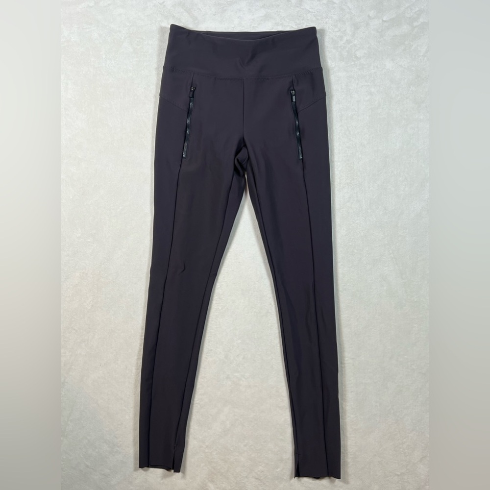 Athleta XXS Black Zipper Front Seamed Leggings Stellar Tight High Waist Pants